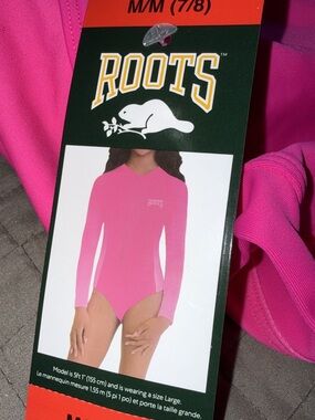 Roots Bright Pink Long-Sleeve Bodysuit
